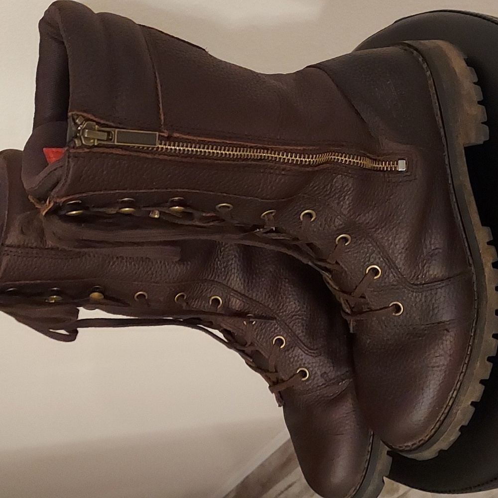 HARLEY DAVIDSON BROWN LEATHER LACE /ZIPPER BOOTS